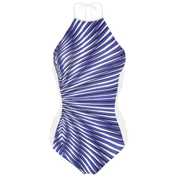 NWT La Perla Striped High Neck One Piece Swimsuit Size 6 (B cup) - Picture 2 of 14